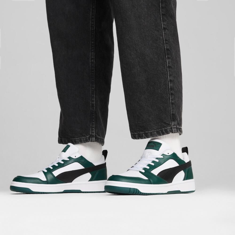 Zapatilla Urbana Hombre Puma Rebound V6 Low Verde/blanco image number 4.0