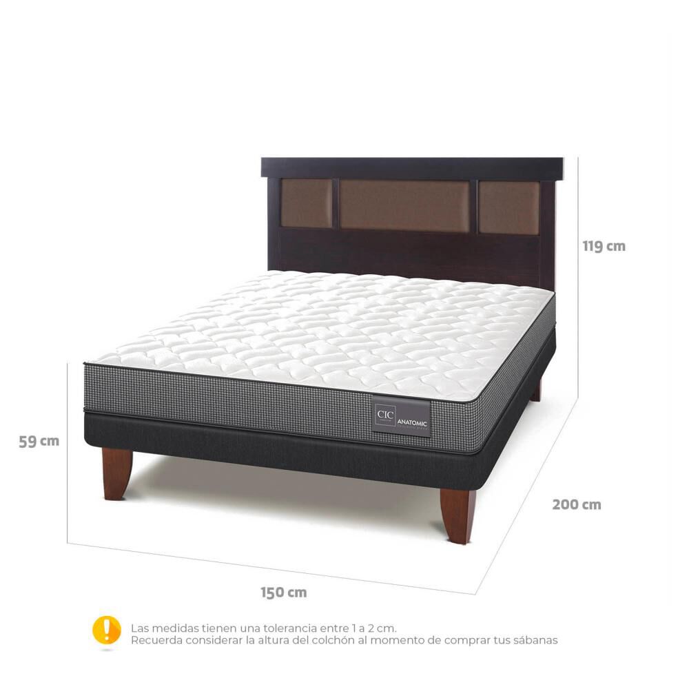 Cama Europea Cic Anatomic / 2 Plazas / Base Normal + Respaldo image number 3.0