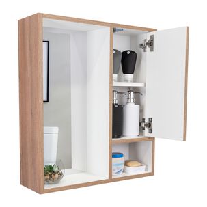 Mueble Botiquin De Baño Con Espejo 59,1x51,5x16,5 Cm Café Claro