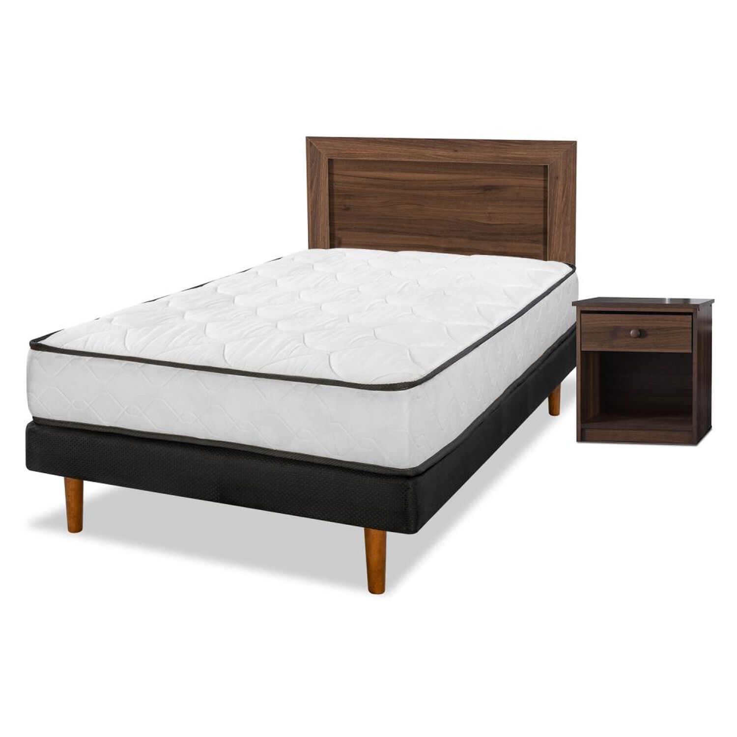 Cama Europea Flex New Simple / 1.5 Plazas / Base Normal + Set De Maderas image number 0.0
