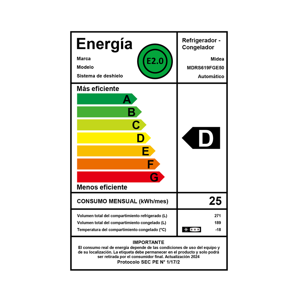 Refrigerador Side By Side Midea MDRS619FGE50 / No Frost / 442 Litros / D image number 8.0