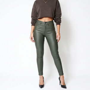 Pantalon Ecocuero Pu Tiro Alto Mujer