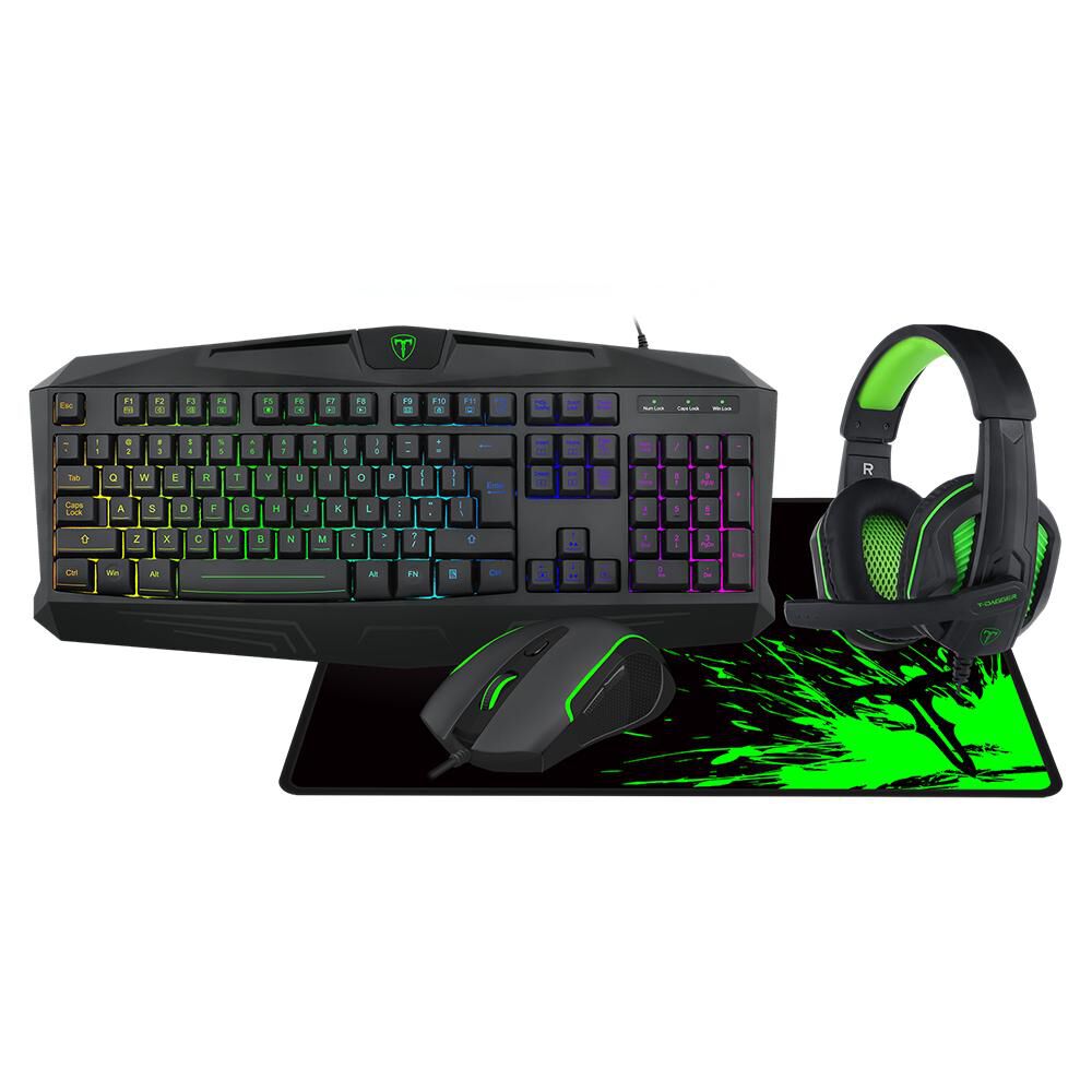 Combo Gamer Mouse + Teclado + Mouse  Pad + Audífonos T-dagger 4 en 1 TTGS003 image number 0.0