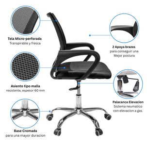 Silla Ejecutiva Ergon&oacute;mica New York Con Respaldo De Malla Negra