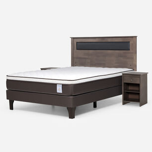 Cama Europea Rosen New Style 4 Plus / 2 Plazas / Base Normal  + Set Maderas Ferrara Gris