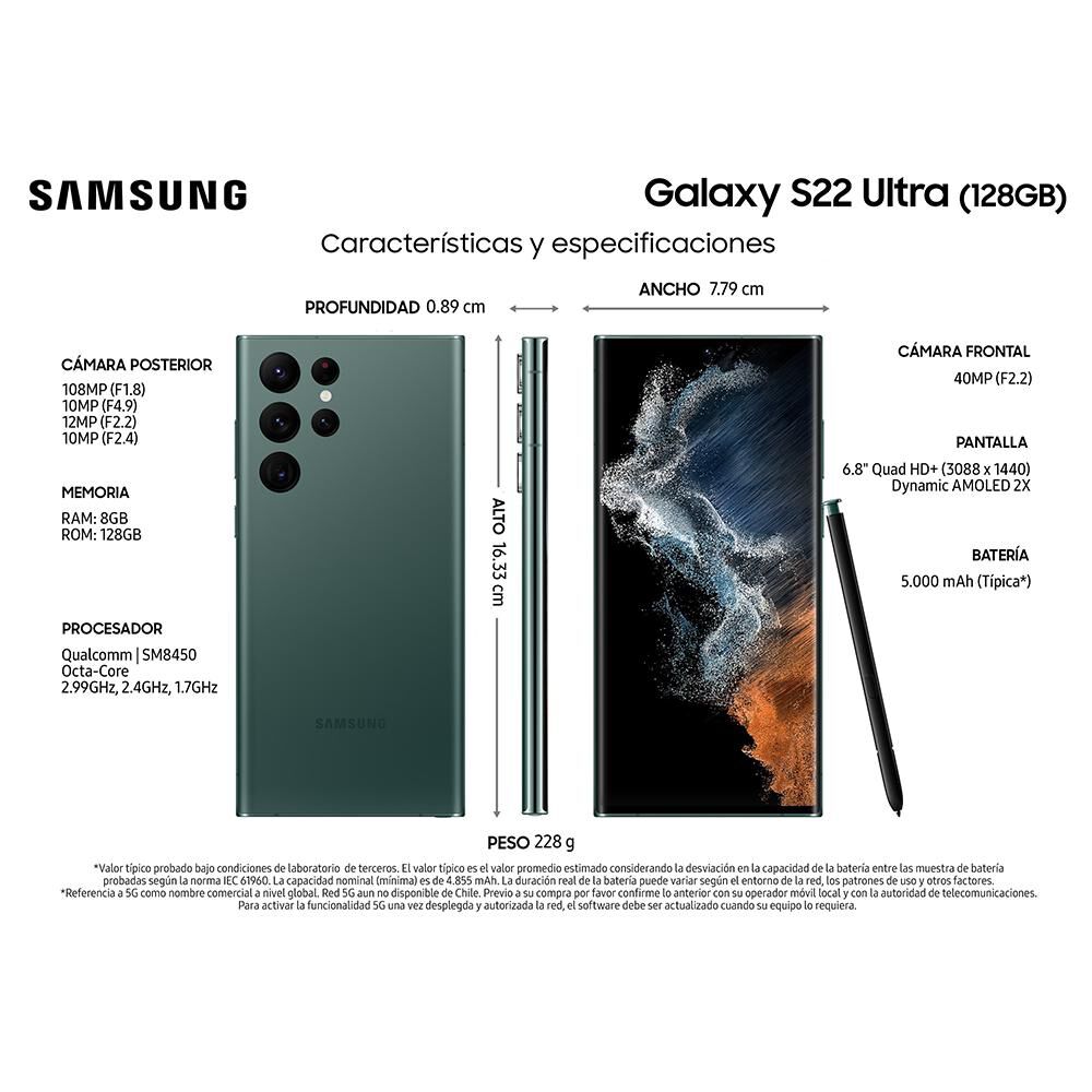 Smartphone Samsung Galaxy S22 Ultra Green / 128 Gb / Liberado