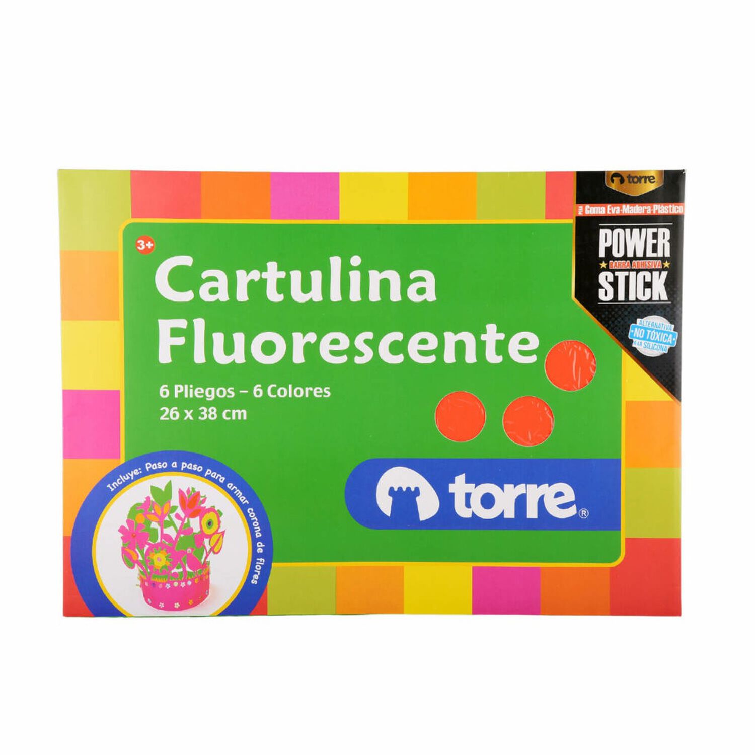 Cartulina Espa&ntilde;ola Fluorecente Carpeta De 6 Pliegos Colores Torre image number 0.0