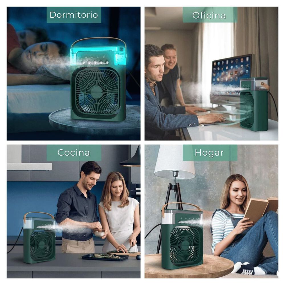 Climatizador Port&aacute;til Fr&iacute;o 4 En 1 Ventilador Humificador Enfriador Lampara Led 220v Usb Verde image number 5.0