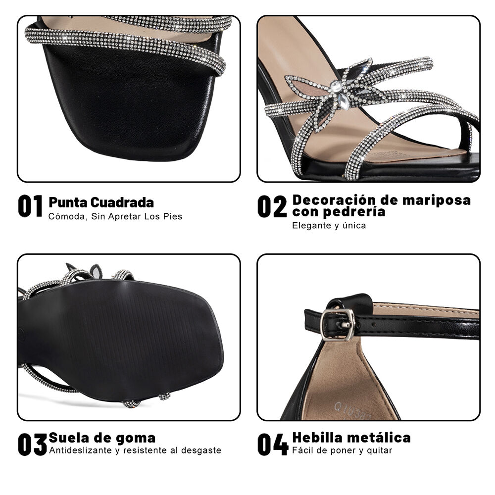 Sandalia Fiesta Taco Stiletto Pedrería Mujer Weide Qiu382 image number 8.0