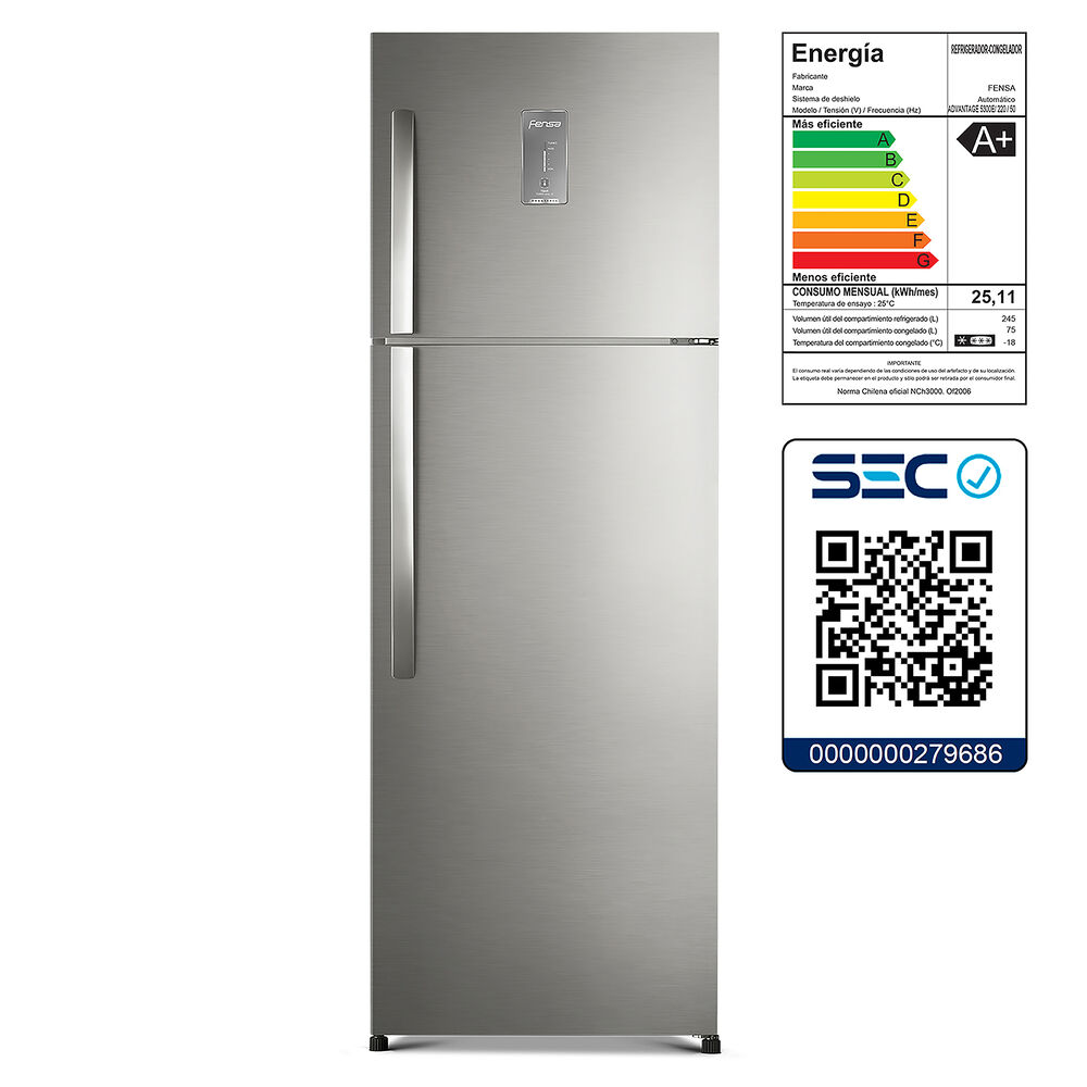 Refrigerador Top Freezer Fensa Advantage 5300E / No Frost / 320 Litros / A+ image number 8.0