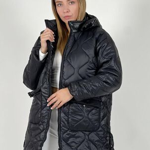 Parka Con Capucha Cuello Metalizado