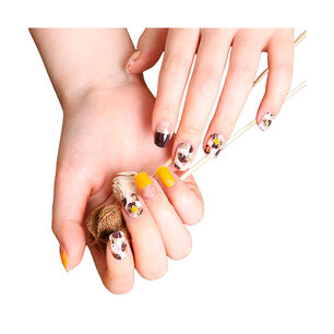 U&ntilde;as Sticker Efecto Gel Tiolla Yellow Leopard