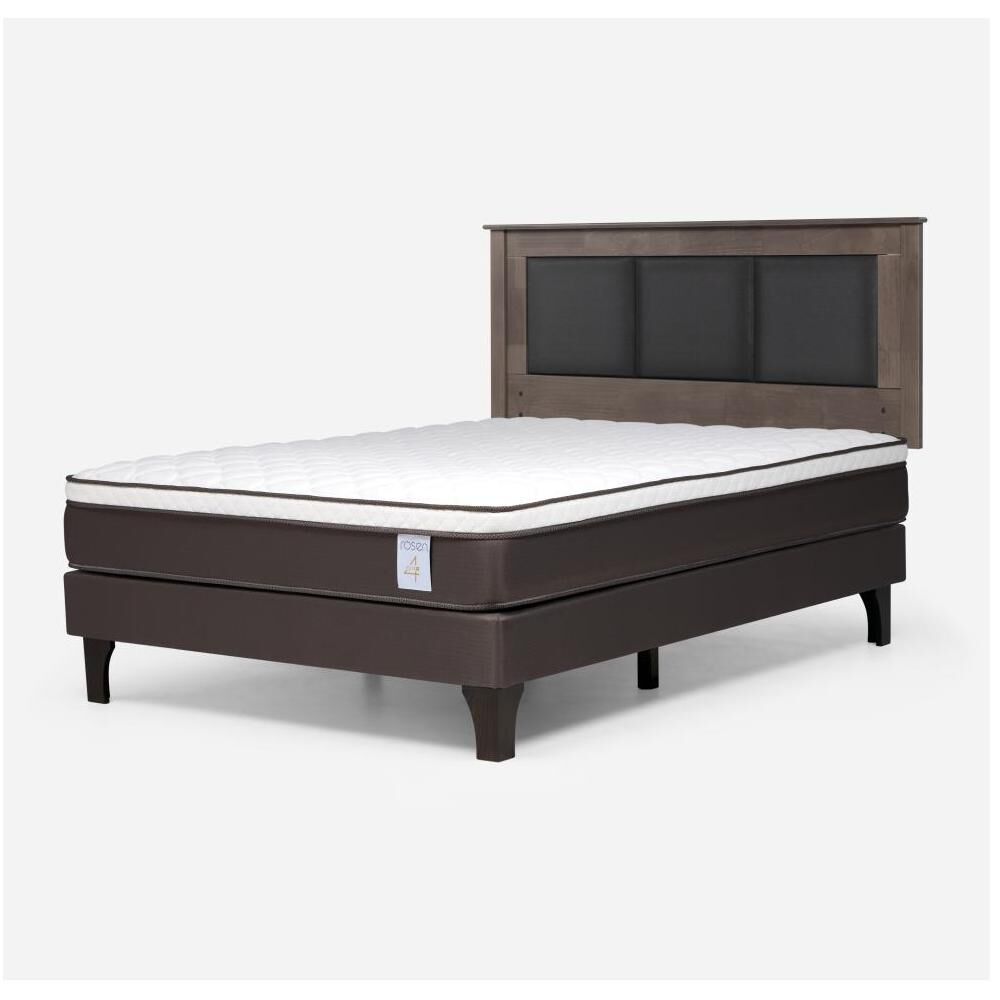 Cama Europea Rosen New Style 4 Plus / 2 Plazas / Base Normal  + Respaldo Rachel Gris image number 1.0