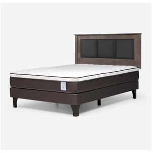Cama Europea Rosen New Style 4 Plus / 2 Plazas / Base Normal  + Respaldo Rachel Gris