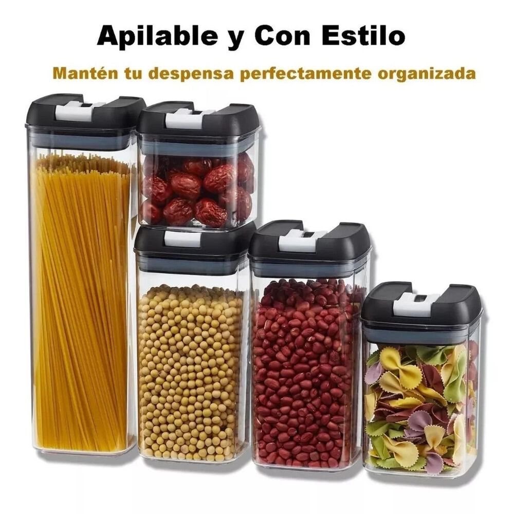 Juego De 5 Contenedores Herm&eacute;ticos Pl&aacute;stico Almacenamiento image number 3.0