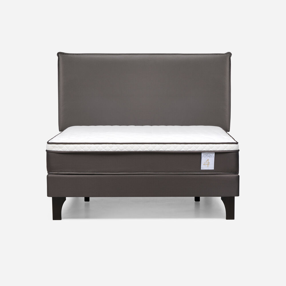 Cama Europea Rosen New Style 4 Plus / 2 Plazas / Base Normal  + Respaldo Maurice Chocolate image number 0.0