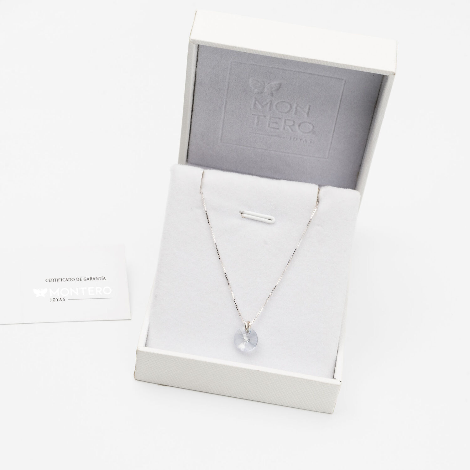Collar Punto De Luz Plata Italiana 925 Y Cristal Genuino Blue Shade image number 2.0