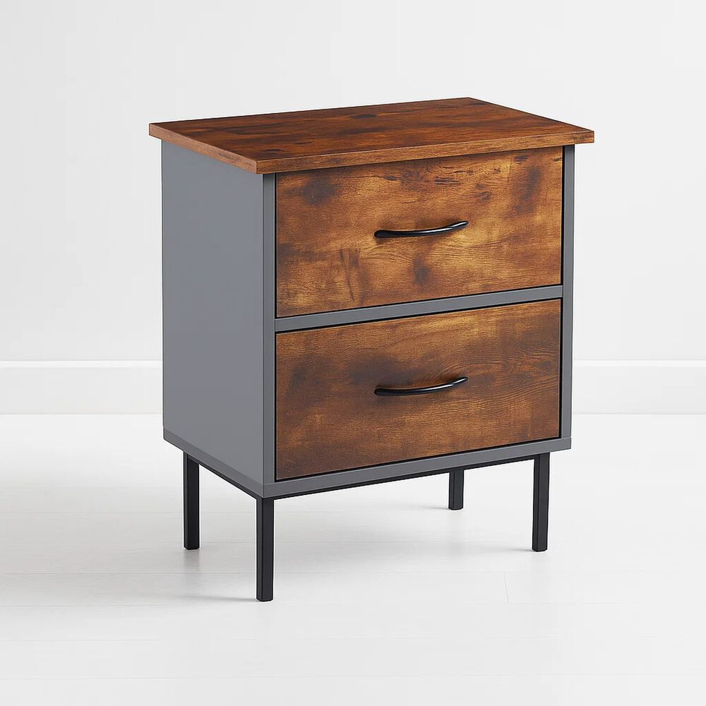 Velador Dos Cajones Metal R&uacute;stico image number 0.0