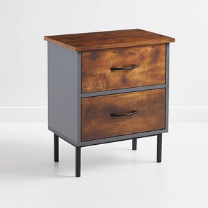 Velador Dos Cajones Metal R&uacute;stico