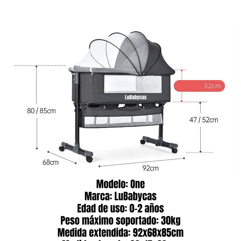 Cuna Colecho One Con Mosquitero Colchón Cafe Lubabycas image number 4.0