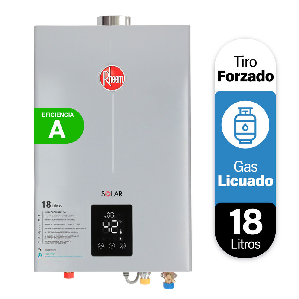 Pack Calefont Rheem 18l T. Forzado G. Licuado + Kit image number 1.0