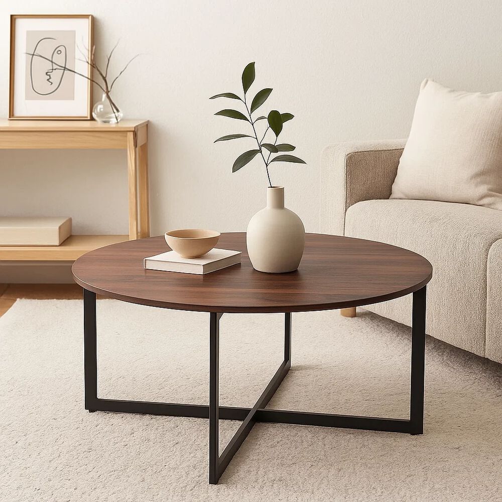 Mesa De Centro 80cm Redonda - Madera Oscura Walnut image number 2.0