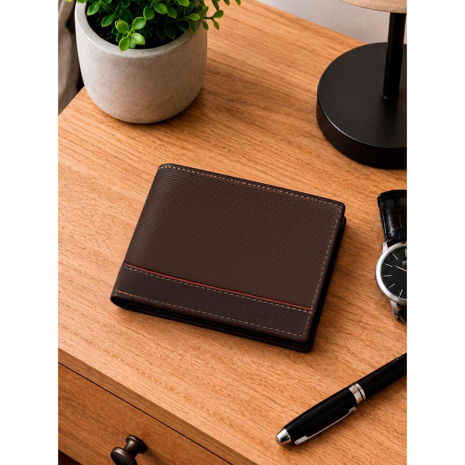 Billetera Hombre Gino Caf&eacute; Oscuro Con Monedero Carven Paris image number 0.0