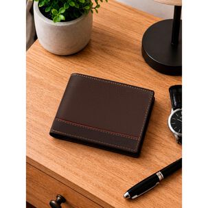 Billetera Hombre Gino Caf&eacute; Oscuro Con Monedero Carven Paris