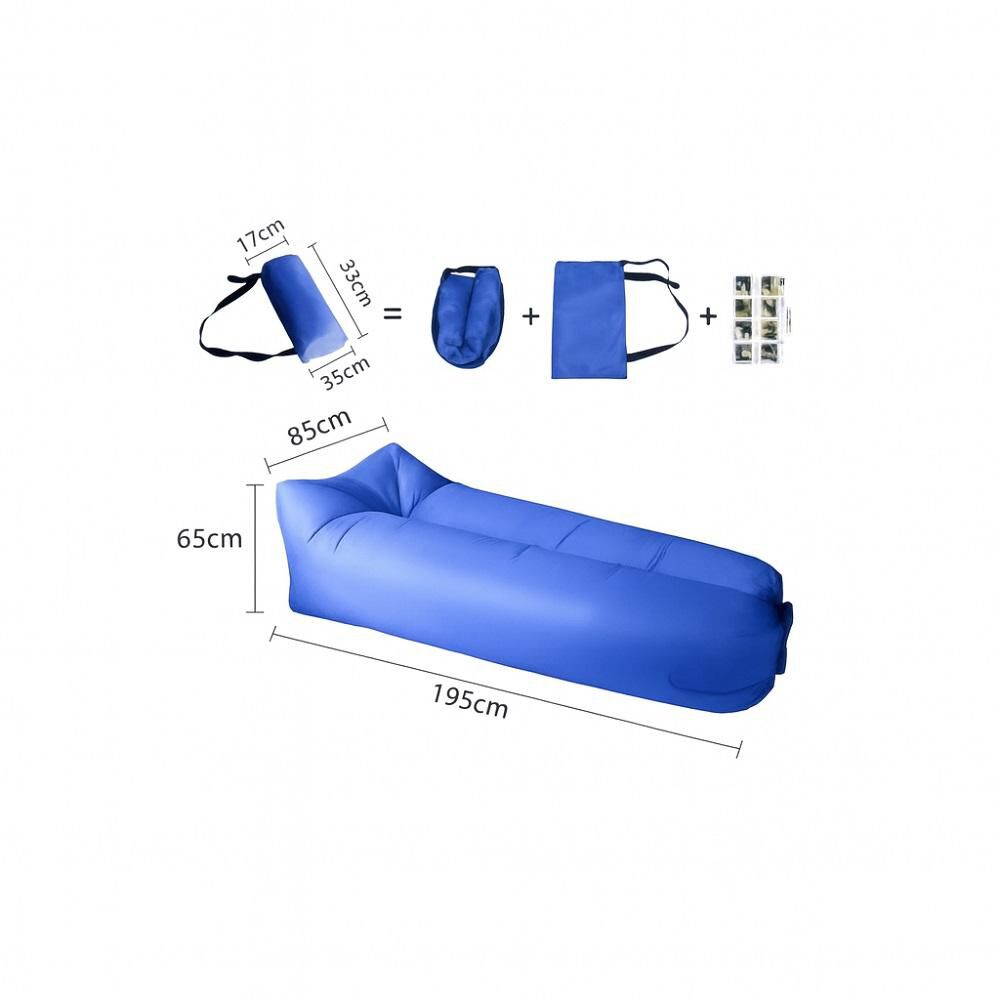 Sofá Sillón Inflable Tumbona Cojín Banano Camping Aire Playa image number 22.0