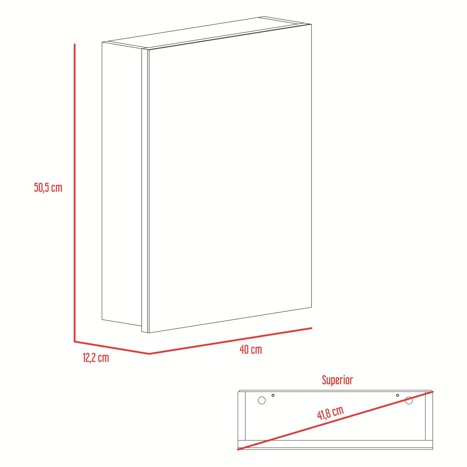 Mueble Botiquin De Ba&ntilde;o 50.5x40x12.2 Cm Negro image number 8.0