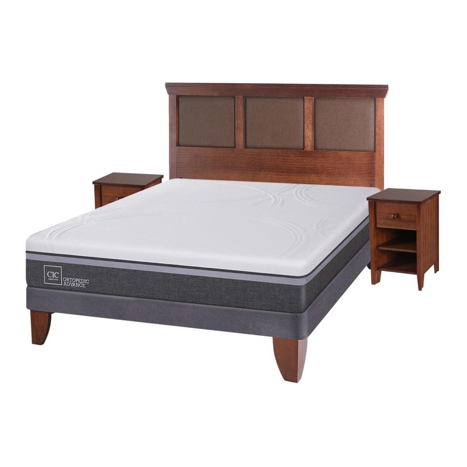 Cama Europea Cic Ortopedic / 2 Plazas / Base Normal + Set De Maderas image number 1.0