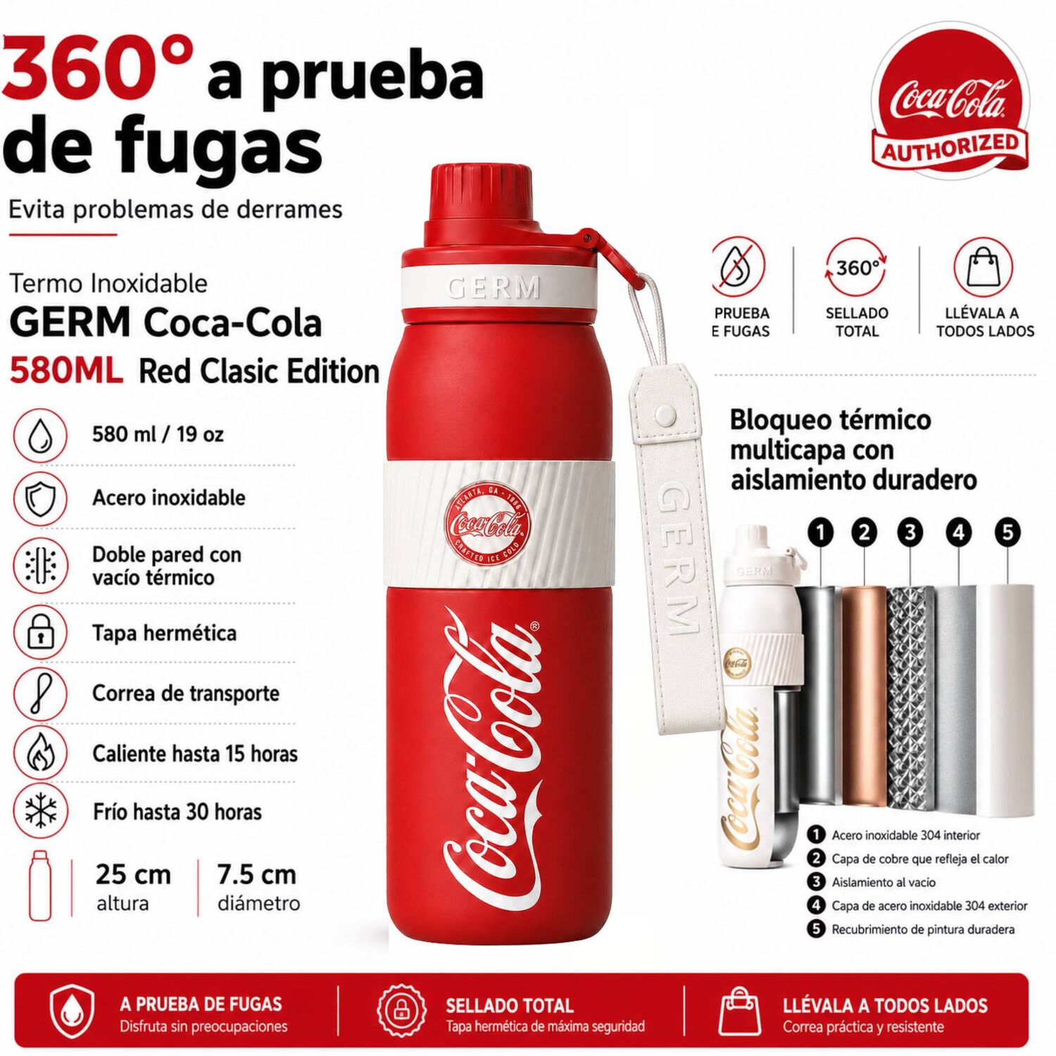 Termo Inoxidable Germ Coca-cola 580 Ml Red Clasic Edition image number 5.0