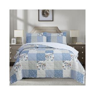 Quilt Andes Sherpa Estampado Patchwork Celeste 2 Pl