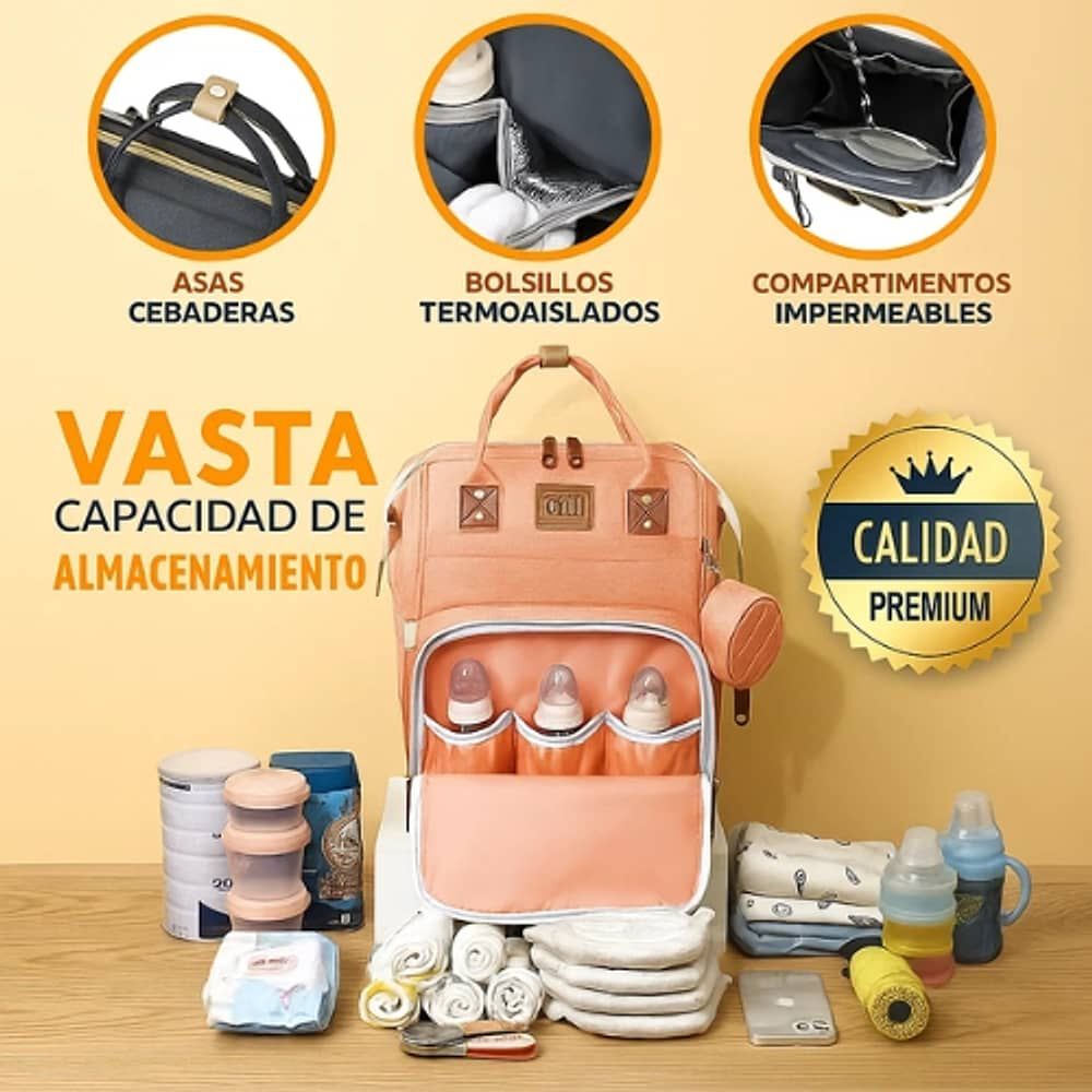 Mochila Pa&ntilde;alera Bolso Maternal Mudador Infantil Para Bebe image number 5.0