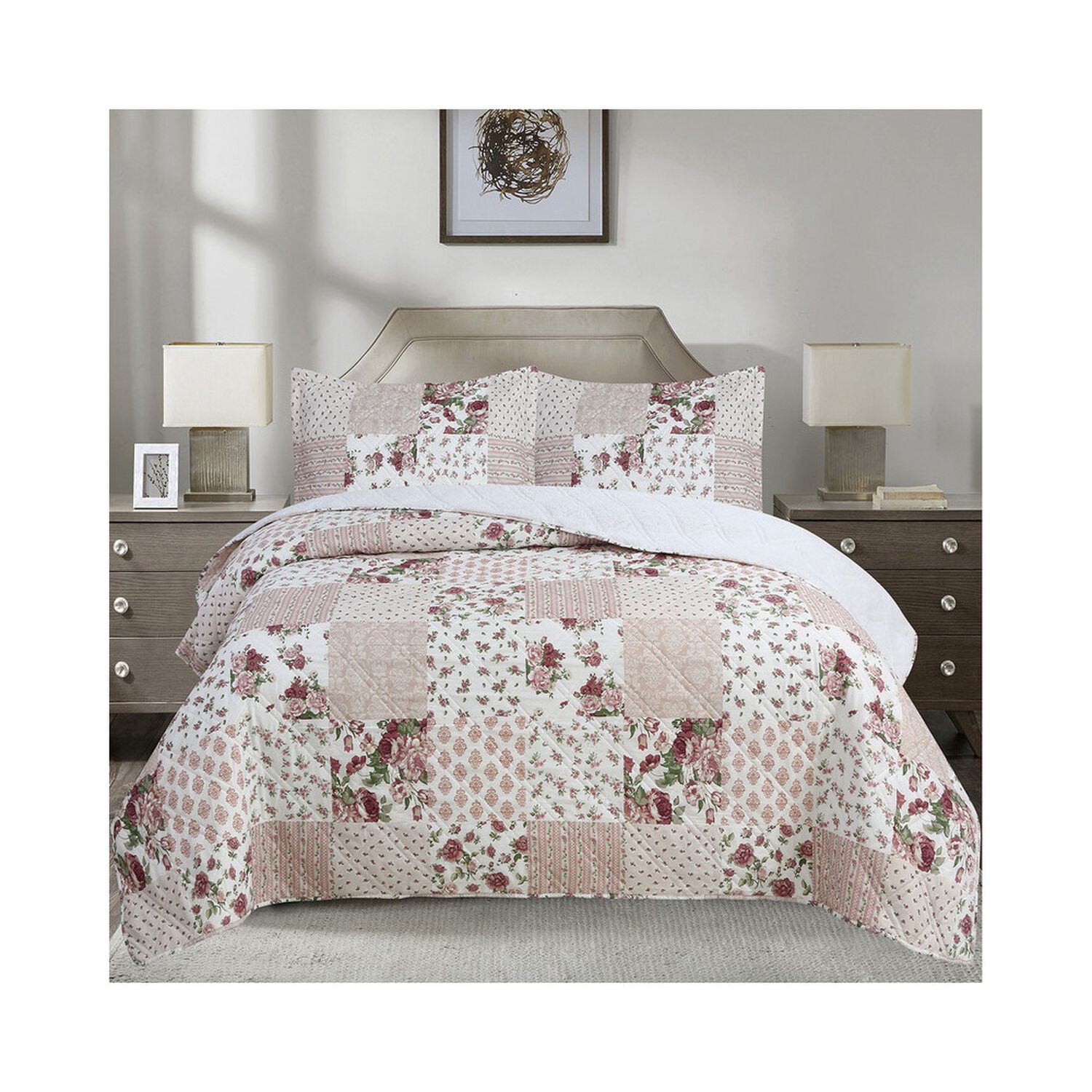 Quilt Andes Sherpa Estampado Patchwork Rosa 2 Pl image number 0.0