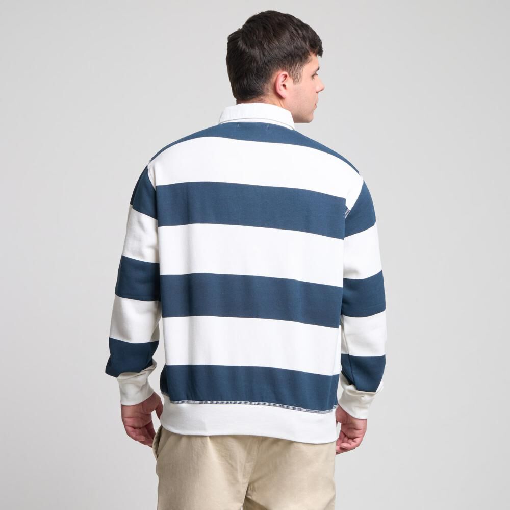 Polera Regular Rayas Manga Larga Cuello Camisero Hombre Skuad image number 3.0