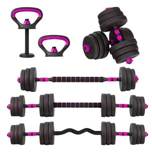 Set Mancuernas 20 Kg 5 En 1 Barra Z Extensor Rosa