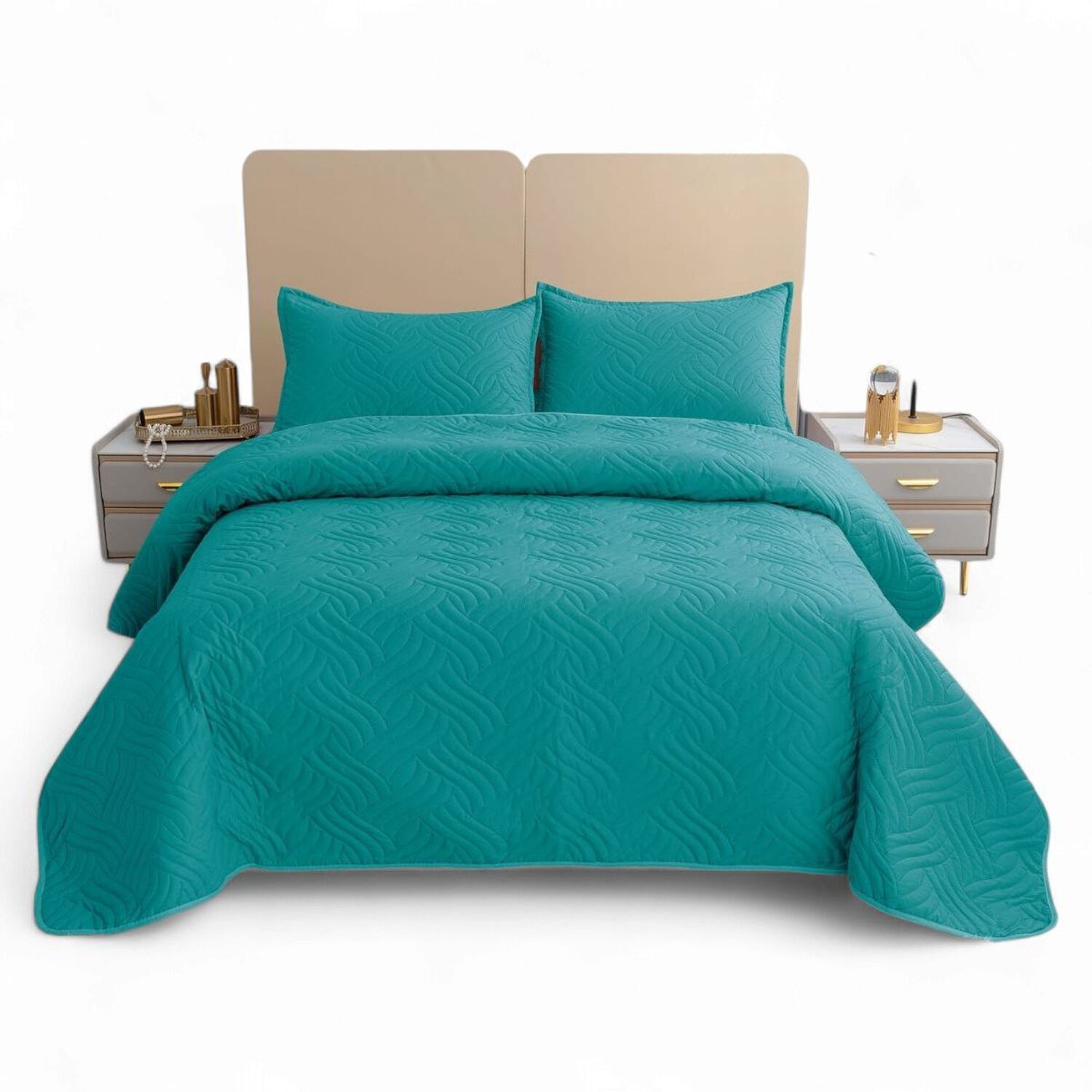 Colcha De 1.5 Plazas Cobertor Para Cama 180cm X 230cm Quilt De Verano Cubrecama Color Turquesa image number 0.0