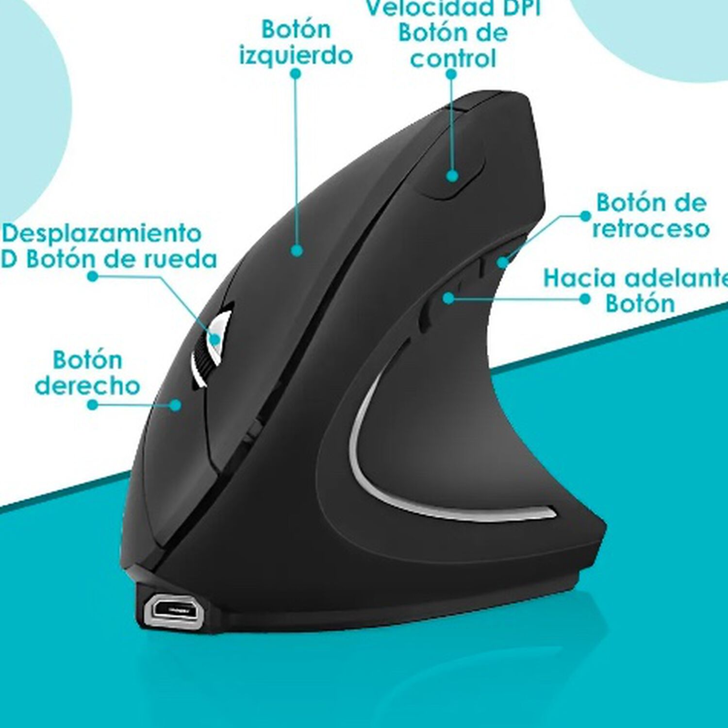 Mouse Vertical Ergon&oacute;mico Usb image number 5.0