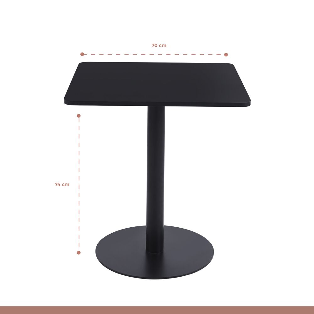 Mesa Restaurant 70x70 Tubo Metal Cubierta Mdf + 4 Sillas Restaurante - Negra image number 4.0