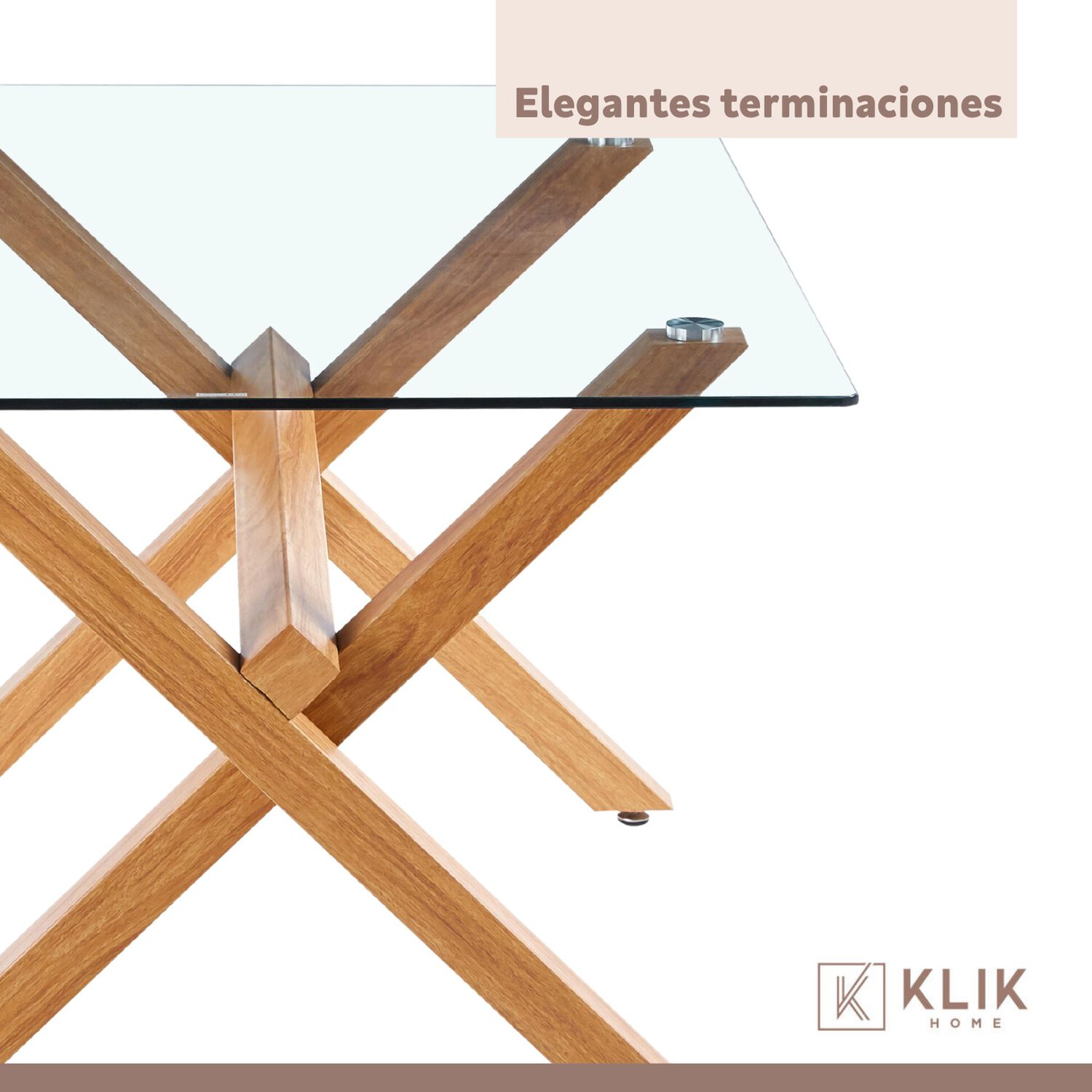 Comedor Mesa De Vidrio Cross 140x90 + 6 Sillas Crossback Madera Negras image number 6.0