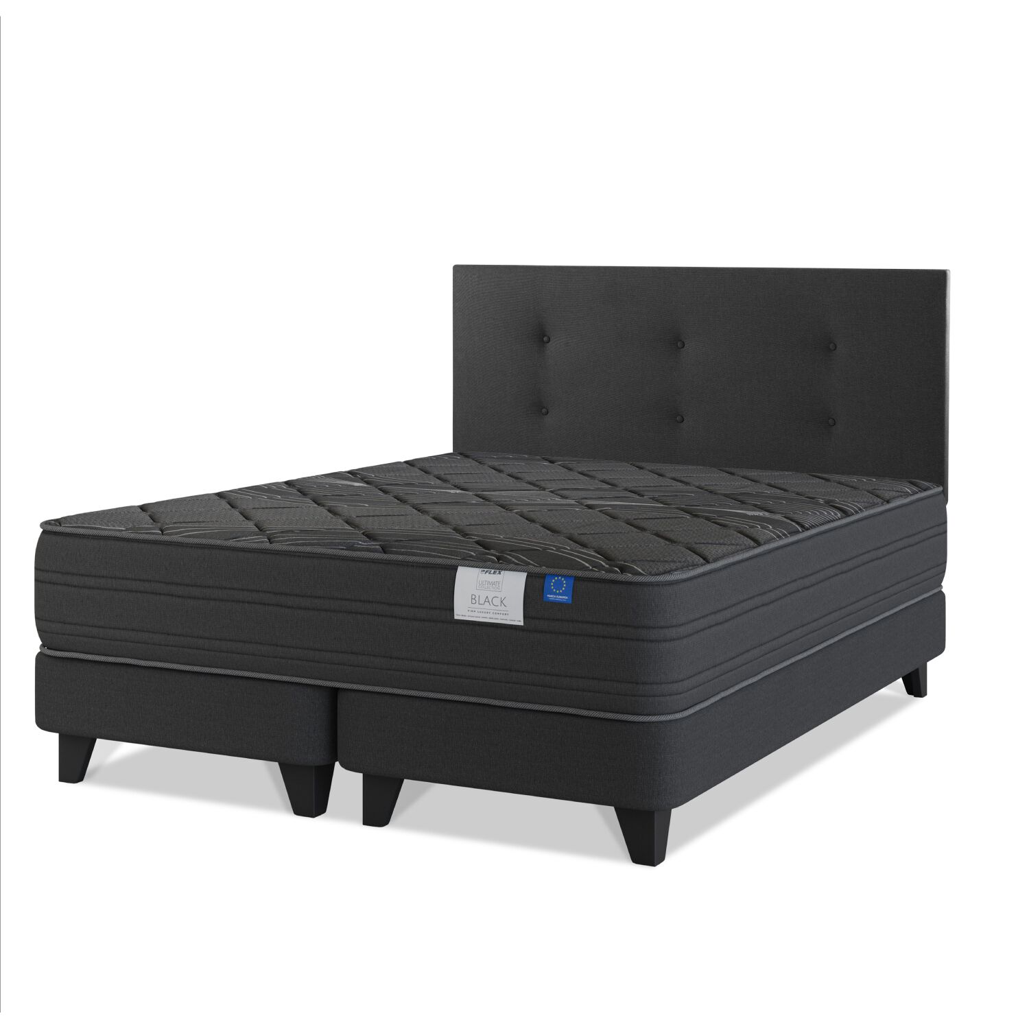Cama Europea Flex Black / King / Base Dividida + Respaldo image number 0.0
