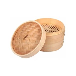 Olla Vaporera Bambu 2 Niveles 24cm Cocina A Vapor