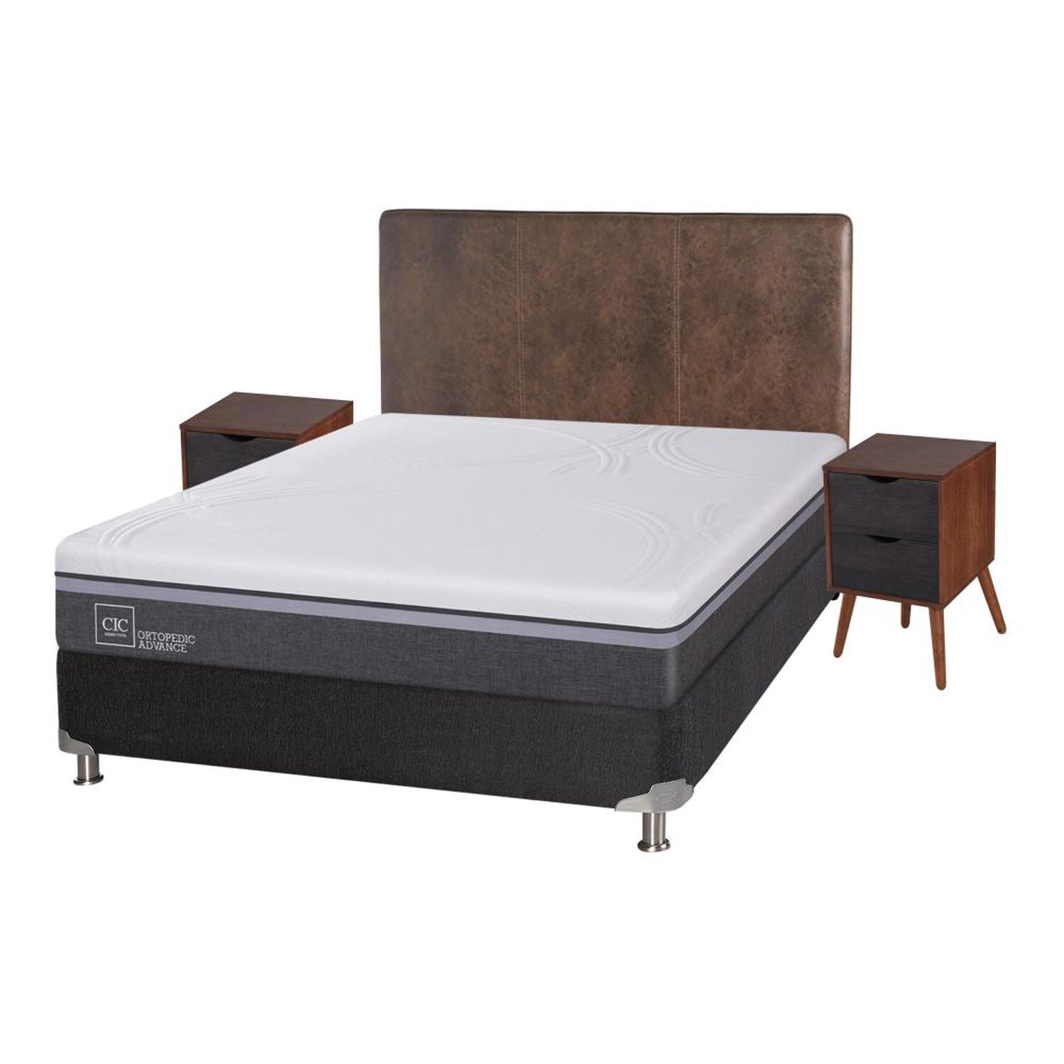 Box Spring Cic Ortopedic / 2 Plazas / Base Normal  + Set De Maderas image number 1.0