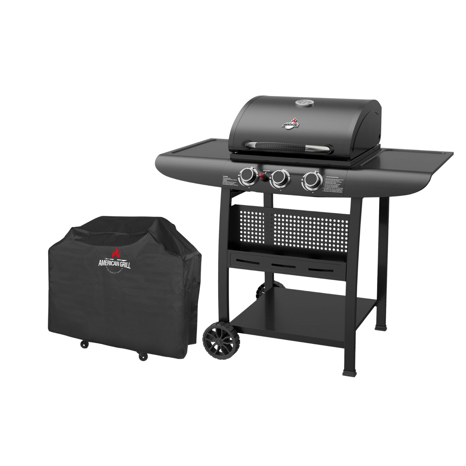 Set Parrilla A Gas 3 Quemadores Kansas Black + Funda S image number 0.0