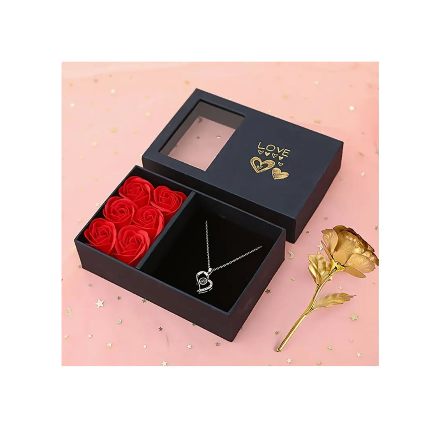 Caja Joyer&iacute;a De Flores Eternas Y Collar Love Mujer Amor image number 10.0