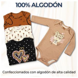 Pack 4 Bodys Niña Manga Larga Tedmimak 100% Algodón Hearts