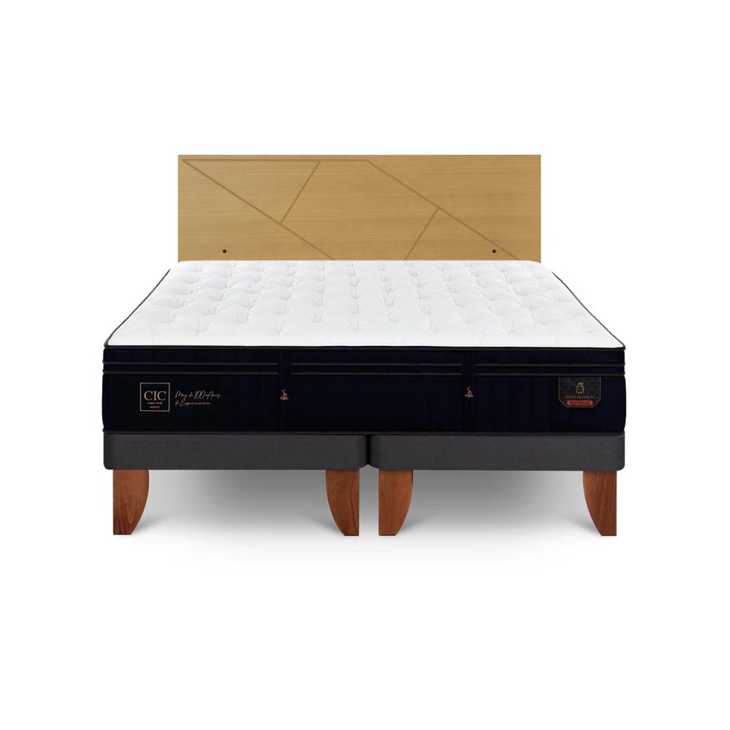 Cama Europea Cic Linea Premium / 2 Plazas / Base Dividida + Respaldo image number 0.0