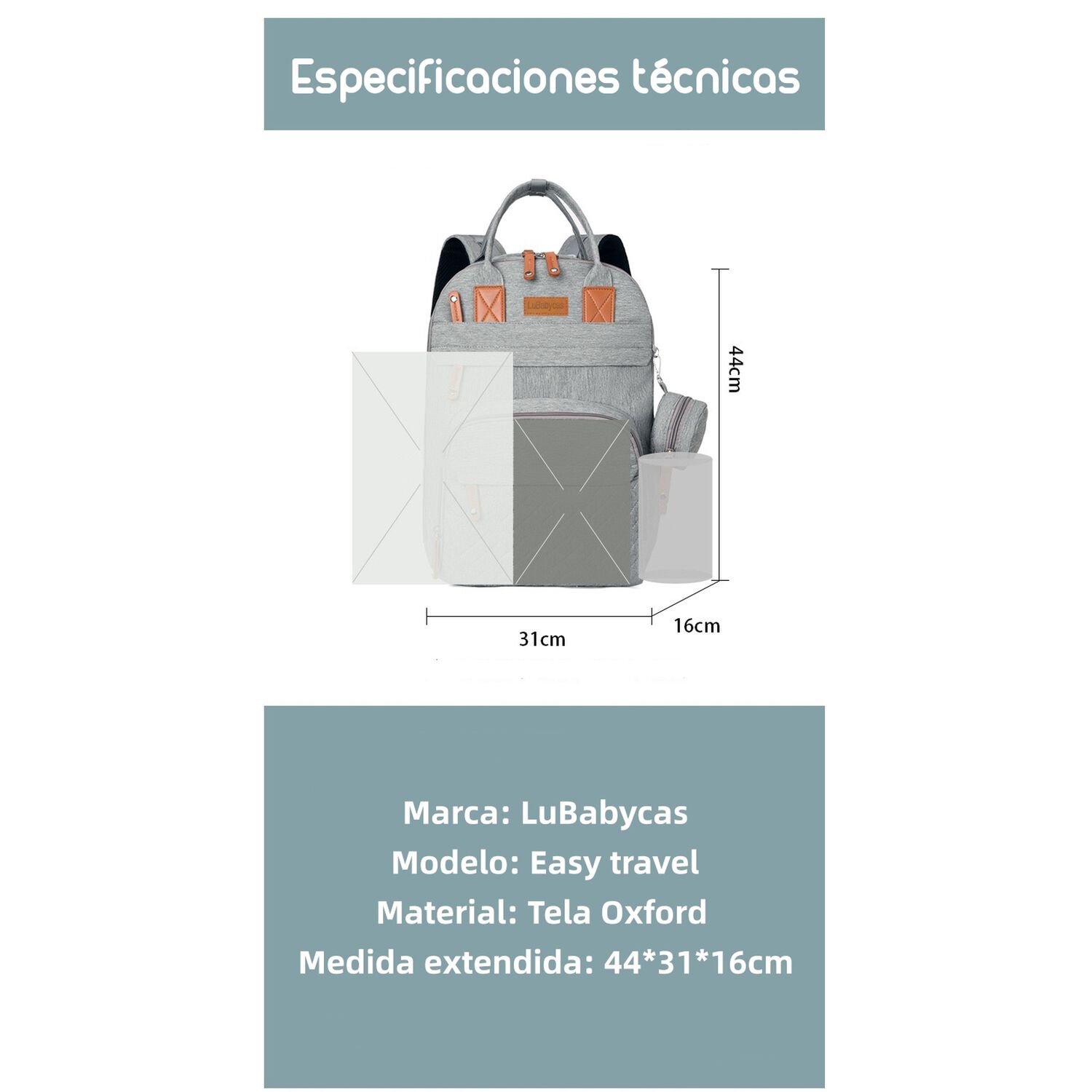 Mochila Maternal Con Monedero Y Colgador Lubabycas Rosada image number 1.0