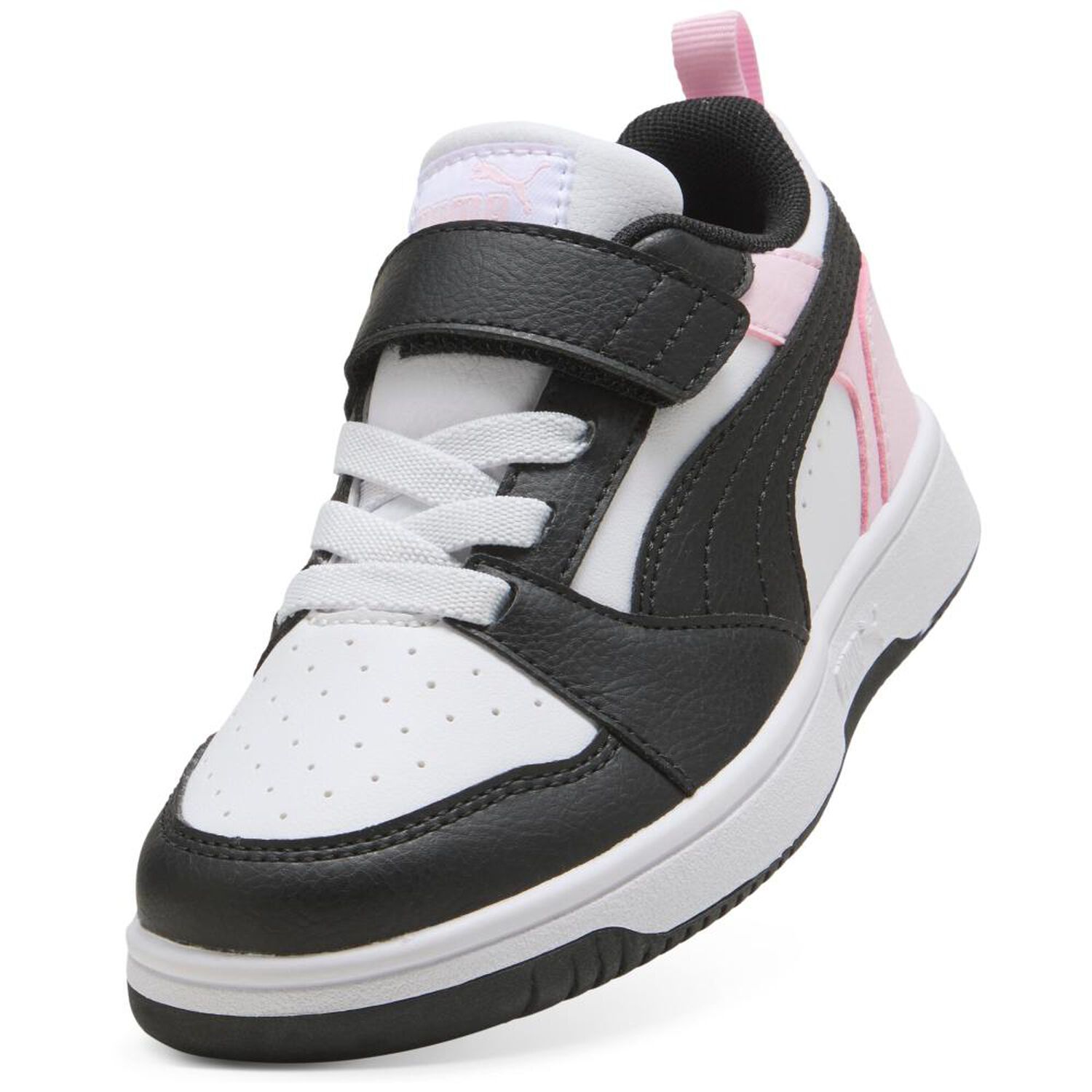 Zapatilla Running Ni&ntilde;a Puma Rebound V6 Lo Ac+ Ps Puma White-puma Black-pearl Pink image number 3.0